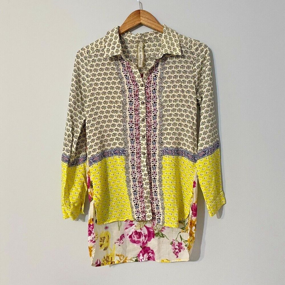 Aratta Silent Journey Top Mixed Embroidered Print Top Women's Size Small